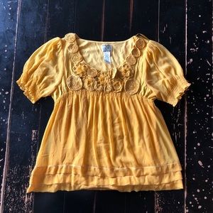 🌦 Vintage ICE yellow ruffled blouse - XL